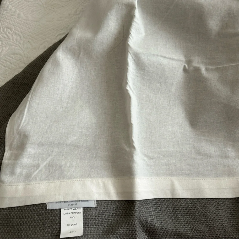 Restoration Hardware FOG Gray Basket Weave Linen Drapery